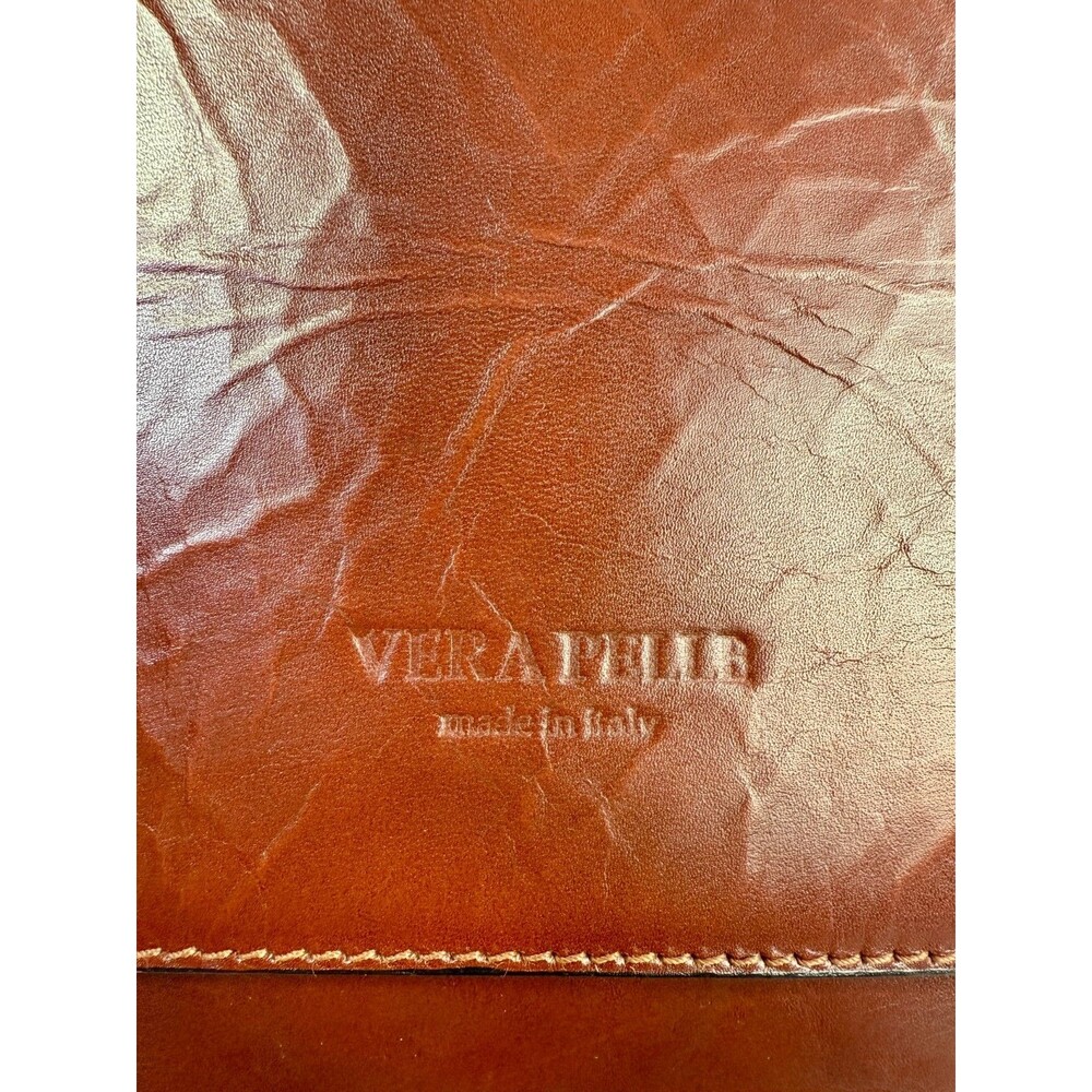 Vera Pelle Italian Genuine Leather Messenger Bag Crossbody Brown Made in Italy - Picture 6 of 17